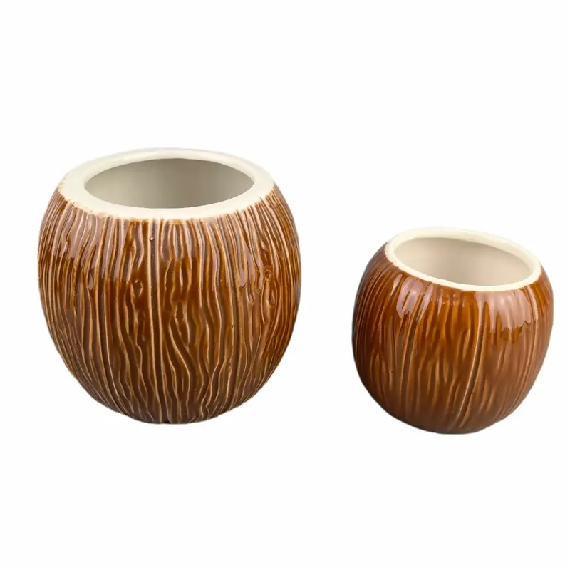 500ml Wholesale Novelty Ceramic Tiki Coconut Cups BarCaft Tiki Mugs For Bar Or Decoration