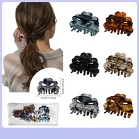 Nouvelle pince à cheveux carrée moyenne en plastique de 4,5 cm pour femme, motif léopard rétro, demi-papillon, fleur, style DREAM FASHION, pour l'export.