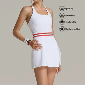 Benutzer definierte Kontrast Taille ärmellose Sporthalle tragen Golf Rock Frauen einteiliges Tennis kleid mit kurzer Tasche - Product Image 4