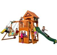 Playhouse en bois extérieur pour tout-petits avec toboggan en plastique Équipement de terrain de jeu pour enfants