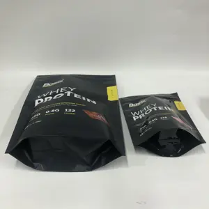 Produttori personalizzati di stampa digitale stand up sacchetto di plastica con cerniera per imballaggio alimentare sacchetto di polvere di proteine del siero di latte con cerniera