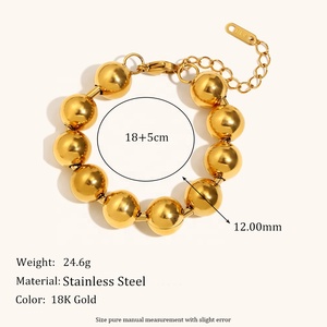 Dingran Stainless Steel <strong>Bracelet</strong> Trendy Design Tarnish Free 18K Gold Plated <strong>Large</strong> <strong>Beads</strong> <strong>Bracelets</strong> - Product Image 3