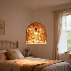 <span class=keywords><strong>Lampada</strong></span> <span class=keywords><strong>a</strong></span> <span class=keywords><strong>Sospensione</strong></span> Artigianale in Rattan, Lampadario per Illuminazione Cucina, Luci Sospese per Casa con <span class=keywords><strong>Paralume</strong></span> in Bambù Intrecciato - Product Image 3
