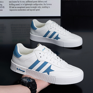 Sneakers Casual da Uomo con Plateau, Tomaia in PU, Dettagli in Camoscio, Suola in PVC, Accenti a Stella e Strisce, Scarpe da Skate - Product Image 3