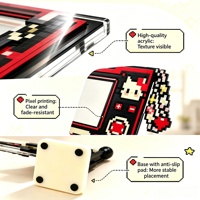 Support de téléphone pliable en acrylique, design Pixel Game Kitty, perles Perler, étanche, flexible, réglable, décoration de bureau, cadeau, logo personnalisé OEM