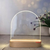 Lampe de nuit ovale en acrylique 3D personnalisable, avec base en bois, chargement USB, LED blanc chaud, lampe de table personnalisée, lumière de nuit en bois DIY
