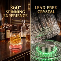 Vaso de Whisky Giratorio 360° Comercial con Base LED, Vajilla Profesional para Bares y Discotecas, Suministro al por Mayor para Restaurantes
