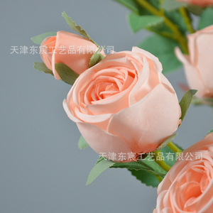 Fleurs artificielles Dongchen Crafts, rose royale à 3 têtes, tige unique, décoration d'intérieur, ornement de table de mariage, style européen - Product Image 2