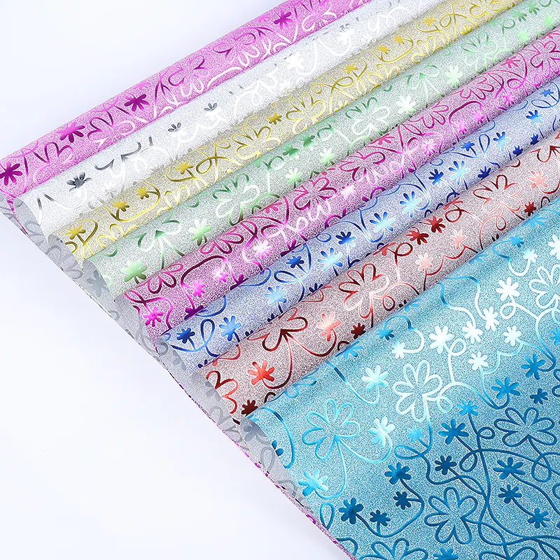 good price flower pattern Glitter gift wrapping paper for Packing