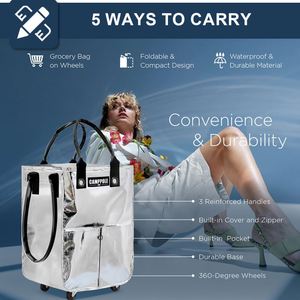 Bolsa de Compras Impermeable de Gran Capacidad, Carrito de Compras Resistente y Portátil para Supermercado, Camping, Viajes, Mudanzas y Tienda - Product Image 4