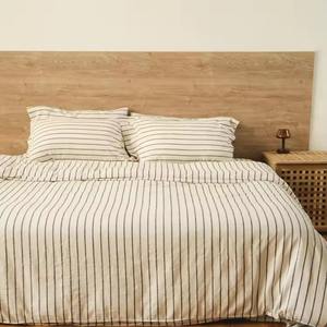 Ensemble de literie minimaliste pour la maison, toutes saisons, 100% coton, comprenant drap plat et housse de couette, literie universelle - Product Image 2