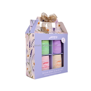 Ensemble de <span class=keywords><strong>gommage</strong></span> corporel au sucre 4 pièces - Ensemble cadeau exfoliant hydratant aux senteurs de menthe, lavande, rose et camomille - Product Image 2
