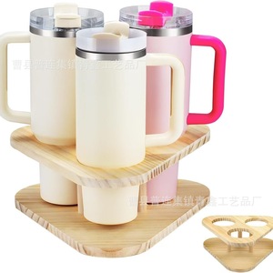 Wooden <b>Rotating</b> Desktop Cup Holder Rectangle Storage Rack For <b>Desk</b> Thermos Water Cups Organizer Standing Type Qx7.25 - Product Image 1