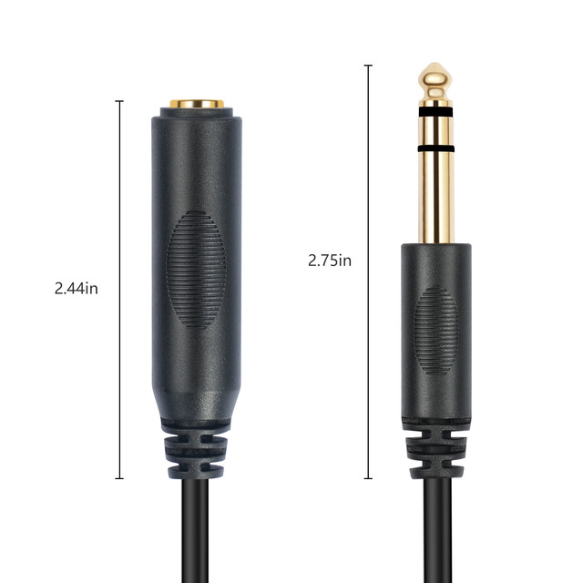 Hi-Fi Sound 6.35mm Jack TRS 1/4 Inch Stereo PVC Audio Extension Cable Male to Female Plug 24K Gold Plated for Earphone