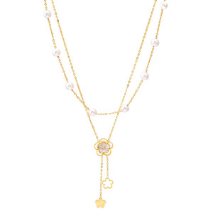 <span class=keywords><strong>Collier</strong></span> <span class=keywords><strong>de</strong></span> <span class=keywords><strong>perles</strong></span> plaqué or 18 carats en forme <span class=keywords><strong>de</strong></span> fleur <span class=keywords><strong>de</strong></span> coquillage avec franges <span class=keywords><strong>de</strong></span> zircon, double <span class=keywords><strong>collier</strong></span> en acier inoxydable pour femme – <span class=keywords><strong>Prix</strong></span> usine - Product Image 5