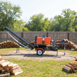 Processeur de bois de chauffage à haute efficacité, force de fendage hydraulique de 20 tonnes avec scie à découpe manuelle pour la foresterie domestique et l'utilisation de bois de chauffage - Product Image 1