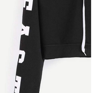 Top qualité femmes imprimé blanc haut court sweats à capuche Gym Fitness plaine haut court à capuche filles - Product Image 3