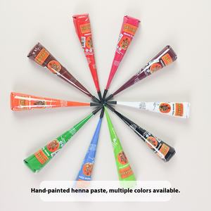 Una caja de 12 tonos naturales rojo granate negro India Henna pasta cono crema a base de plantas para acabado mate pintura de uñas con pecas - Product Image 2