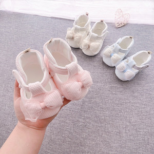 Chaussures de princesse blanches souples pour bébés de 0 à 1 an, avec nœud, pour nouveau-nés, en toile anti-dérapante, à semelle souple, pour les premiers pas - Product Image 2