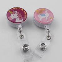 Porte-carte d'identité rétractable blanc à surface plate de 32mm, badges mignons avec pince crocodile