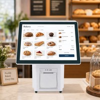 Comptoir de caisse double pour restaurant avec écran tactile capacitif et imprimante thermique pour des opérations efficaces