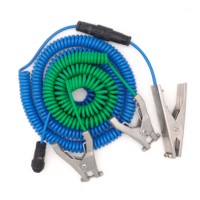 Pince de mise à la terre antistatique robuste à 2/3 broches avec câble en spirale