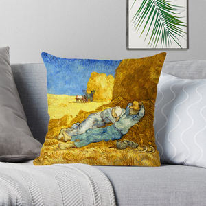 Housse de coussin à fermeture éclair en polyester/lin, motif <span class=keywords><strong>peinture</strong></span> célèbre de Van Gogh, Nuit étoilée, Tournesol, style nordique - Product Image 3