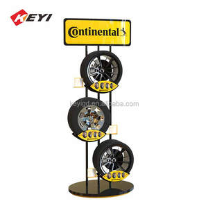 Custom Car Showroom Floor Standing Metal 3 Tyre Shelf Rim Stand Tire Alloy Wheel Display Rack