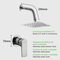 SOLVEX promosi-6 \ "persegi baja nirkarat tersembunyi dinding terpasang di dinding Shower Set tersembunyi sistem Jet Shower grosir