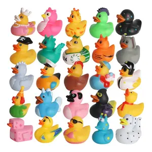 Lot de 25 canards en caoutchouc pour le bain Assortiment de jouets pour cadeau d'anniversaire pour fête prénatale Vente en gros de canards miniatures en caoutchouc personnalisés
