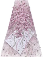 Tissu en dentelle florale brodée de perles et de sequins pour robes de soirée et accessoires - Matière de luxe élégante pour mariage sans élastique