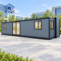 Rumah Lipat Prefabrikasi 40ft, Rumah Kontainer Ekspansi Dua Sayap, Villa Portabel dengan Tata Letak Dapur, Kamar Mandi, dan Kamar Tidur