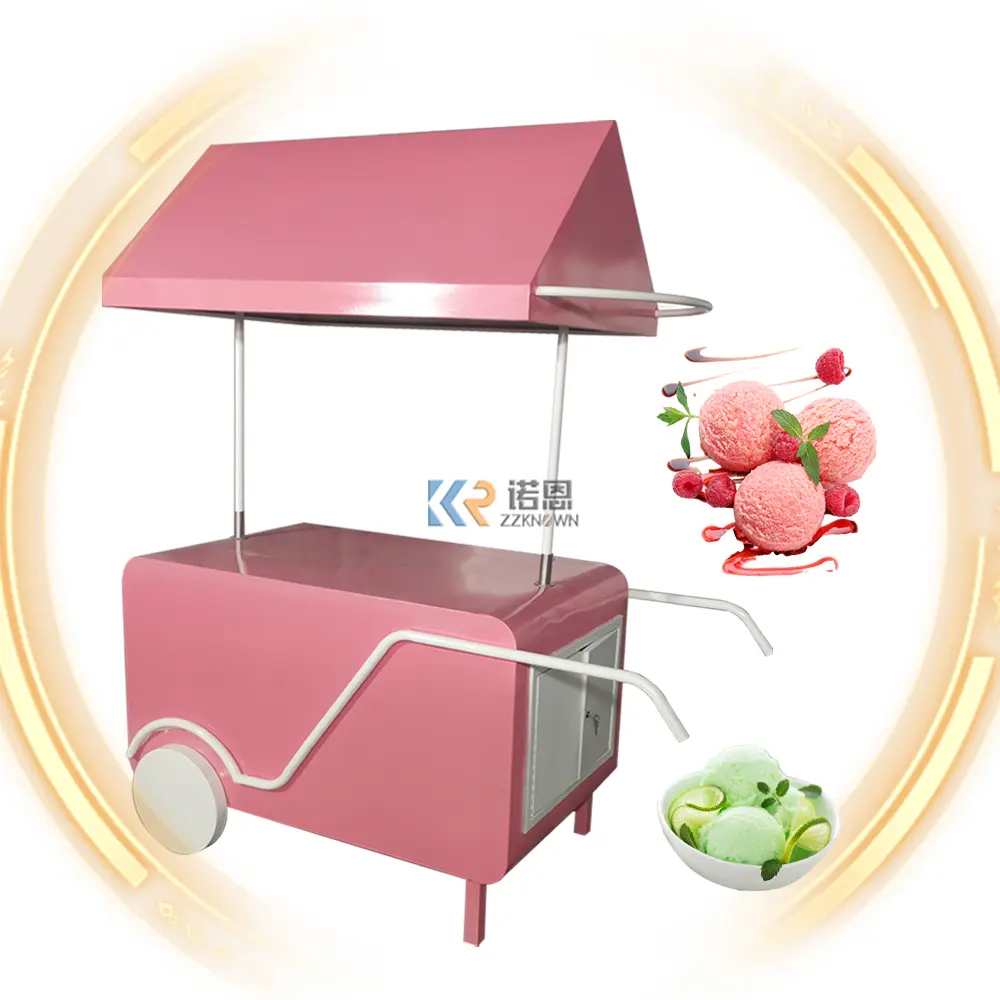 2024 Cheap Gelato Ice Cream Cart Display Cooler Ice Cream B Mobile Food Picolé Ice Cream Cart