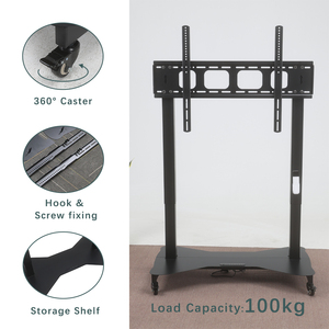 Soporte de <span class=keywords><strong>TV</strong></span> de Acero SPCC <span class=keywords><strong>para</strong></span> Televisores de 65-100 Pulgadas, Capacidad de Carga de 100 kg, Altura Ajustable, Carro de <span class=keywords><strong>TV</strong></span> Móvil - Product Image 5