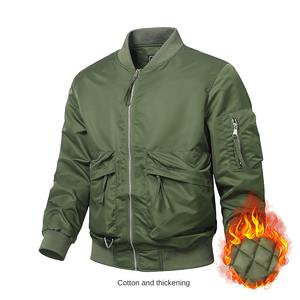 2024 Streetwear Pilotenjacke Wolle-Kaschmir Herbst Winddichte Fliegerjacke Übergröße Slim Fit Individuell Bestickte Bomberjacke für Herren - Product Image 4