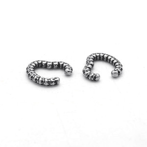yunnique Cuff <b>Earrings</b> Heart Shape Titanium Steel Unisex Retro Style 316 Stainless Steel Fashion Jewelry - Product Image 2