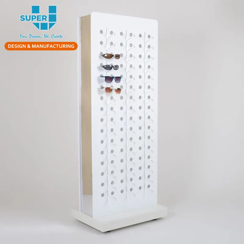 Display Functional Glasses Frame Holder Stand Custom Floor Standing Optical Eye Glasses Display Suitcase Wire Steel Super U