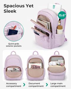 Sac à dos matelassé décontracté pour ordinateur portable de 15,6 pouces, résistant à l'eau, idéal pour l'université et la vente en gros - Product Image 2
