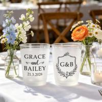 Vasos de Plástico Transparente Esmerilado Reutilizables de 8oz, 9oz, 12oz y 16oz con Logotipo Personalizado para Bodas