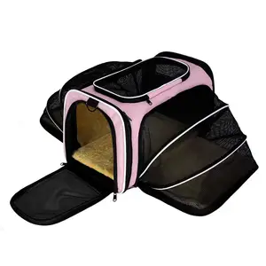 Pet Dog And Cat Carrier Travel Portable Folding Bag Breathable Comfortable And Expandable Large Space Diagonal