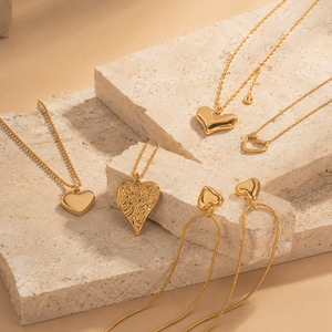Joyería de Moda al por Mayor, Collar con Colgante en Forma de Corazón, Acero Inoxidable, Chapado en Oro de 18k, Varios Estilos, para Mujer - Product Image 4