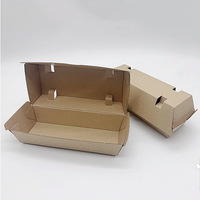 Boîte à hot-dogs aseptique biodégradable et écologique personnalisable en carton ondulé avec poignée gaufrée pour sushis, chips et plus