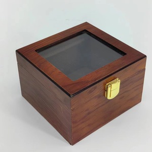 Wooden Jewelry <b>Box</b> Square With <b>Glass</b> Lid Key Lock European Style Storage Display Case For Watches Bracelets Accessories - Product Image 3