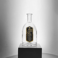 Bouteille en verre botanique de 750ml Bouteille en verre Bruni de 700ml avec bouche en liège pour emballage en verre de Gin Vodka Whisky Rhum Tequila