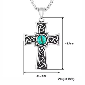 Joyería de alta calidad que no se deslustra, collar con colgante de Cruz de ojo de diablo con nudo celta irlandés de acero inoxidable personalizado para mujeres y hombres - Product Image 2