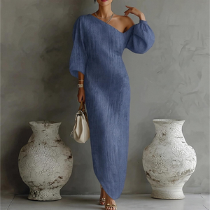 Abito Lungo Casual Monospalla Personalizzato ODM per Donna, <span class=keywords><strong>Stile</strong></span> Vacanza, per Spiaggia, Vacanze, Estate e Uso Quotidiano - Product Image 4