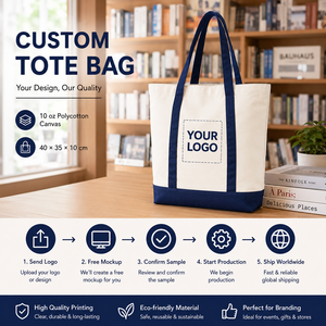 Bolsa de Tela Personalizada con Logotipo Bordado en Color Sólido, Bolsa de Compras Reutilizable para Librerías y Bibliotecas, Regalo - Product Image 4