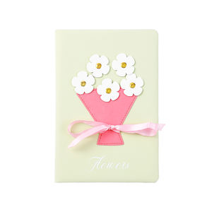 Cuaderno A5 de Tapa Blanda de Cuero PU con Costuras Impresas y Diseño de Flores con Logotipo Personalizado para Regalo - Product Image 3