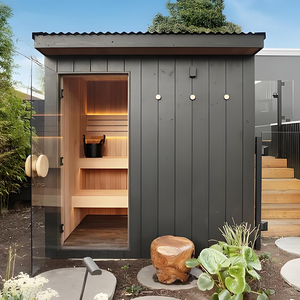 Sauna infrarouge extérieur moderne surdimensionné <span class=keywords><strong>pour</strong></span> 2 personnes, best-seller, en cèdre rouge et cèdre d'Hemlock, bancs inclus, 9KW infrarouge lointain - Product Image 2