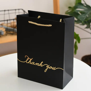 Bán Buôn Sang Trọng Màu Đen Giày Quần Áo Bao Bì Túi Giấy In Biểu Tượng Tùy Chỉnh Mua Sắm Quần Áo Cảm Ơn Bạn Túi Giấy Với Xử Lý - Product Image 3